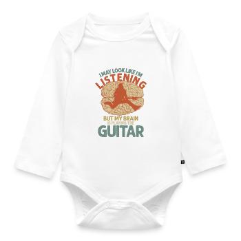Gitarre Gehirn - Baby Bio-Langarm-Body - Weiß - Vorne
