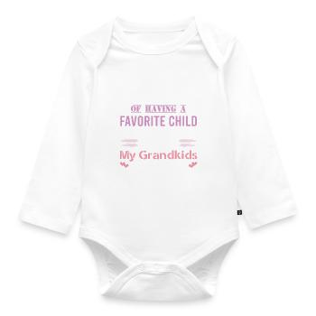 Grandchildren kids favorite - Organic Longsleeve Baby Bodysuit - white - Front