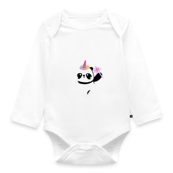 Einhorn Panda T-Shirt mit Reißverschluss - Baby Bio-Langarm-Body - Weiß - Vorne