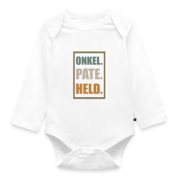 Onkel Pate Held - Baby Bio-Langarm-Body - Weiß - Vorne
