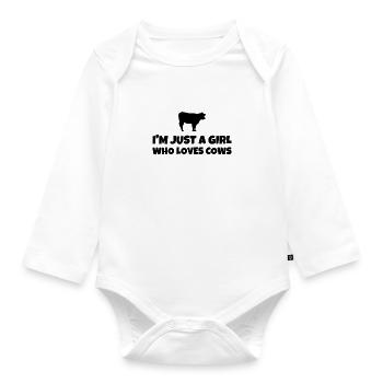 Im Just A Girl Who Loves Cows - Baby Bio-Langarm-Body - Weiß - Vorne