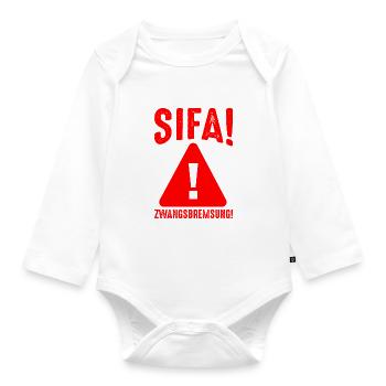 SIFA Shirt · EMERGENCY BRAKING TRAIN · Gift - Organic Longsleeve Baby Bodysuit - white - Front
