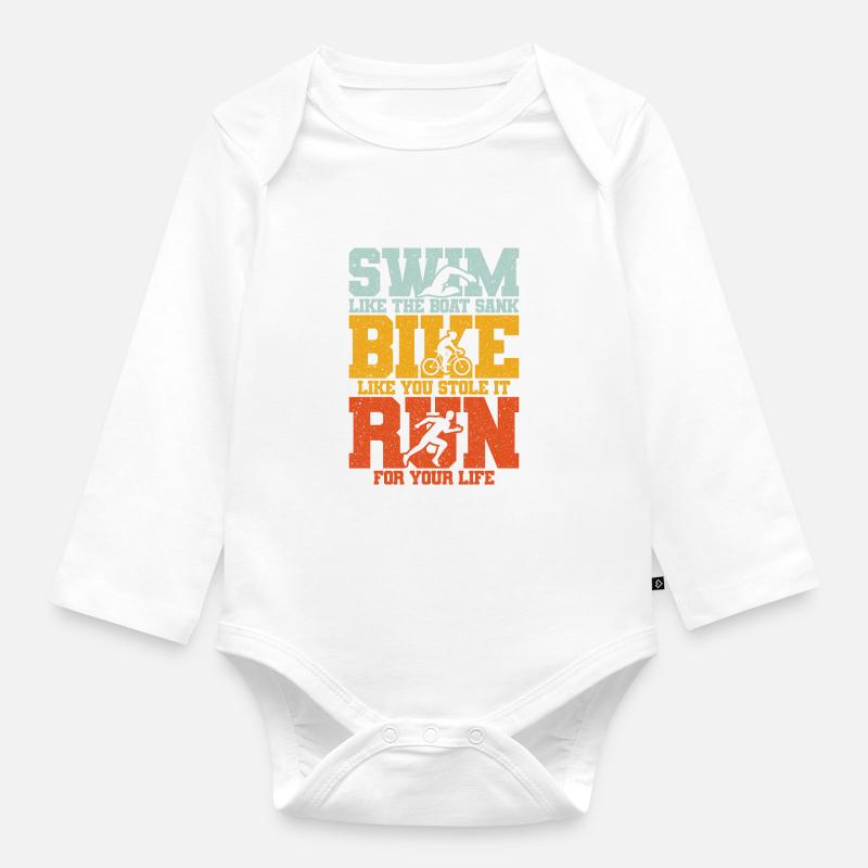 Triathlon - Natation Cyclisme Running Gift - Body Bébé bio manches longues - blanc