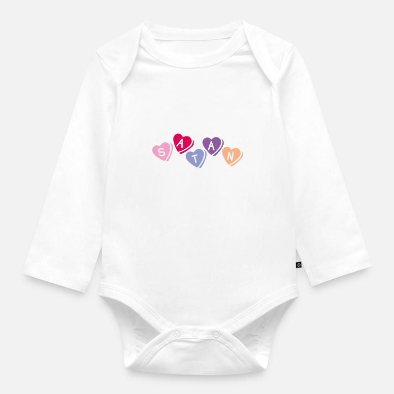 Enfant de Satan ironique et drôle - Body Bébé bio manches longues - blanc