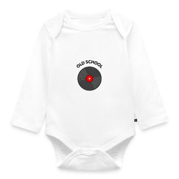 OLD SCHOOL PLATE - Organic Longsleeve Baby Bodysuit - white - Front