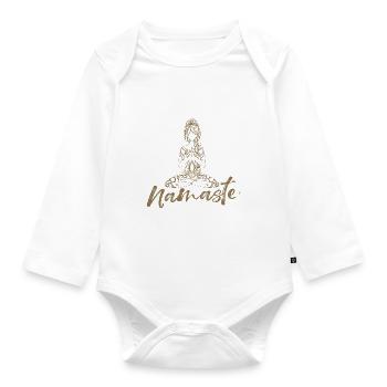 Namaste Yoga Zen Buddhismus Meditation Spirituell - Baby Bio-Langarm-Body - Weiß - Vorne
