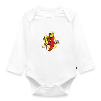 Chili Red Pepper Hot Spicy Meal - Organic Longsleeve Baby Bodysuit - white - Front
