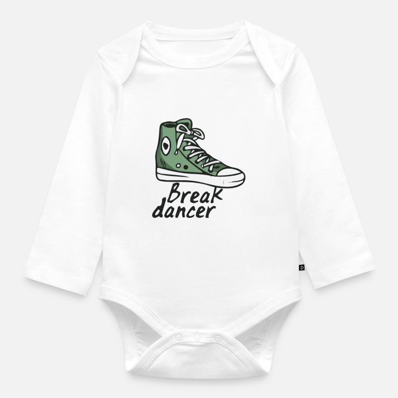 break dancing - Organic Longsleeve Baby Bodysuit - white