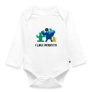 Robots - Baby Bio-Langarm-Body - Weiß - Vorne