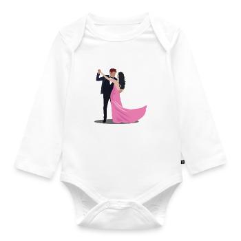 Dancing Silhouette Couple Dancers Romantic Dance - Organic Longsleeve Baby Bodysuit - white - Front