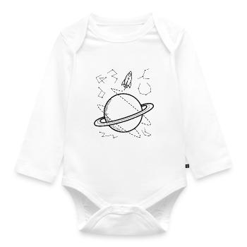 Saturn - Lost in space - Organic Longsleeve Baby Bodysuit - white - Front