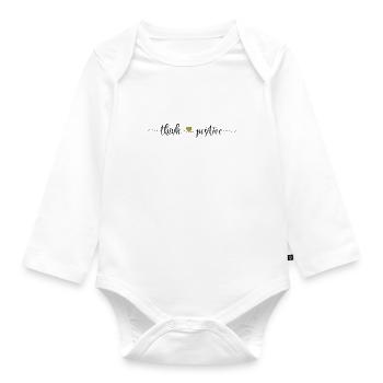 Think positive - be happy and optimistic - Organic Longsleeve Baby Bodysuit - white - Front