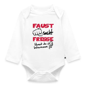 Faust sucht Fresse - Baby Bio-Langarm-Body - Weiß - Vorne