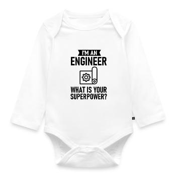 Ingénieur cadeau ingénieur civil emploi génie mécanique - Body Bébé bio manches longues - blanc - Devant