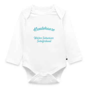 Weißer Schweizer Schäferhund Design Glitzer Damen - Baby Bio-Langarm-Body - Weiß - Vorne