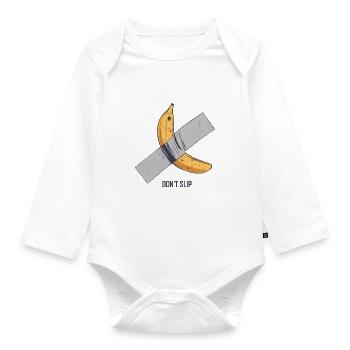 Funny: taped a glued banana - Organic Longsleeve Baby Bodysuit - white - Front