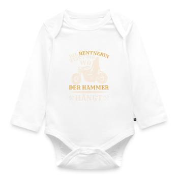 Rentnerin Motorrad - Baby Bio-Langarm-Body - Weiß - Vorne