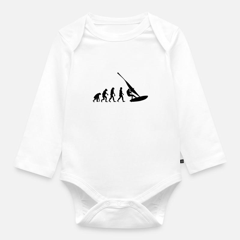 Windsurfen Windsurfer Geschenk Surfen Evolution - Baby Bio-Langarm-Body - Weiß