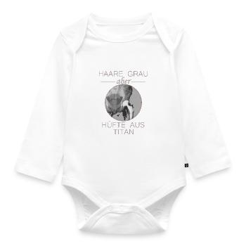 Haare grau aber Hüfte aus Titan - Baby Bio-Langarm-Body - Weiß - Vorne