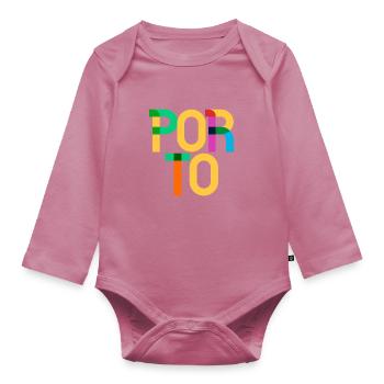 Porto Portugal CMJN Style Pop Art - Body Bébé bio manches longues - mauve - Devant