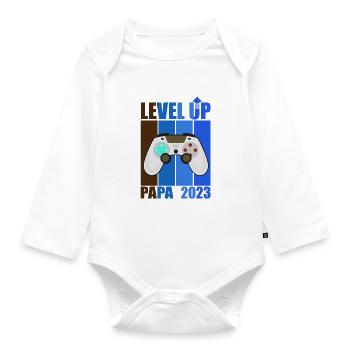 Level Up Dad 2023 Gamer Dad Gift Future Dad - Organic Longsleeve Baby Bodysuit - white - Front
