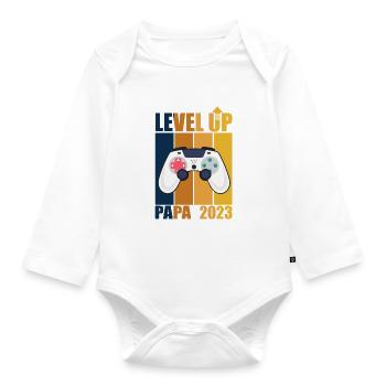 Level Up Dad 2023 Gamer Dad Gift Future Dad - Organic Longsleeve Baby Bodysuit - white - Front