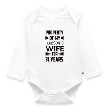 31 years married Linden wedding gift - Organic Longsleeve Baby Bodysuit - white - Front