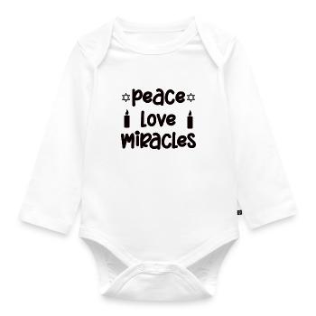 Happy Hanukkah Judaism Jews Jewish yev Hanukah - Organic Longsleeve Baby Bodysuit - white - Front