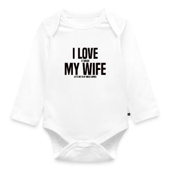 Eherfrau Gaming Video Games Console Partner PC - Organic Longsleeve Baby Bodysuit - white - Front