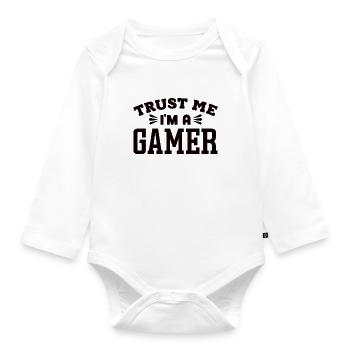 Gamer - Organic Longsleeve Baby Bodysuit - white - Front