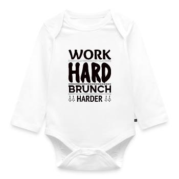 Brunch -Late Breakfast Lunch Breakfast Food - Organic Longsleeve Baby Bodysuit - white - Front
