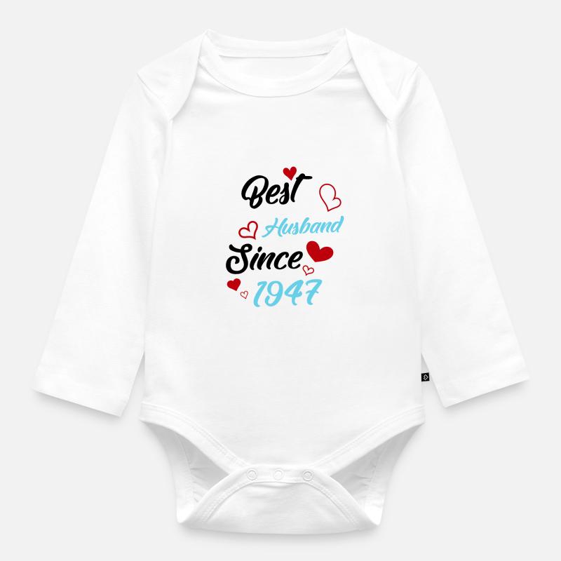 Bester Ehemann seit 1947 Hochzeit - Baby Bio-Langarm-Body - Weiß