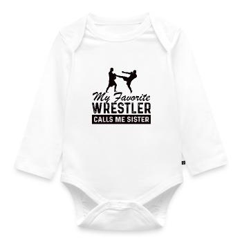 Wrestling Wrestling Wrestling Gift Sister - Organic Longsleeve Baby Bodysuit - white - Front