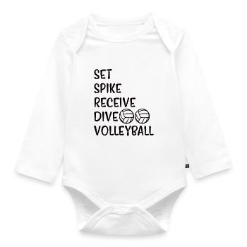 Volleyball Volley Aufschlag Volleyballspieler - Baby Bio-Langarm-Body - Weiß - Vorne