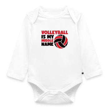 Volleyball Volley Aufschlag Volleyballspieler - Baby Bio-Langarm-Body - Weiß - Vorne