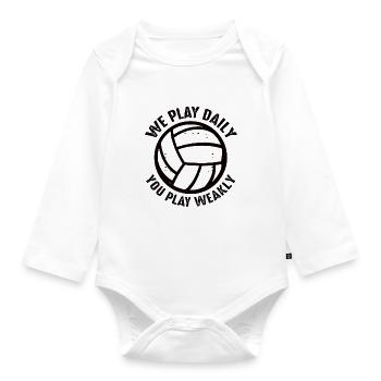 Volleyball Volley Aufschlag Volleyballspieler - Baby Bio-Langarm-Body - Weiß - Vorne