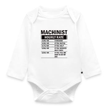 Machine operator plant operator gift - Organic Longsleeve Baby Bodysuit - white - Front