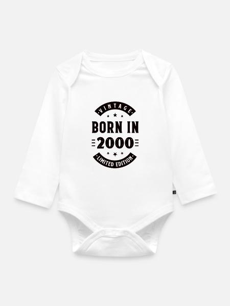 2000 - Baujahr 2000 - Jahrgang 2000 - Baby Bio-Langarm-Body - Weiß