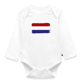 Drapeau des Pays-Bas Hollande Drapeau néerlandais - Body Bébé bio manches longues - blanc - Devant