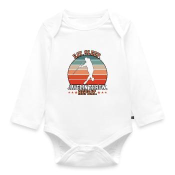 Eat Sleep Javelin Throw Repeat - Organic Longsleeve Baby Bodysuit - white - Front
