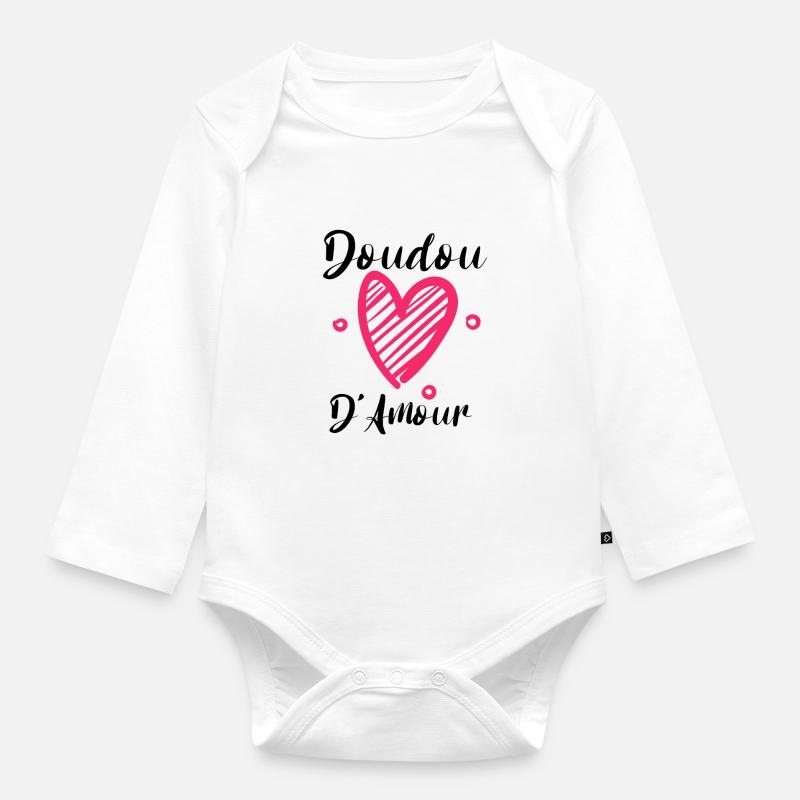 Doudou D Amour Cadeaux St Valentin - Body Bébé bio manches longues - blanc