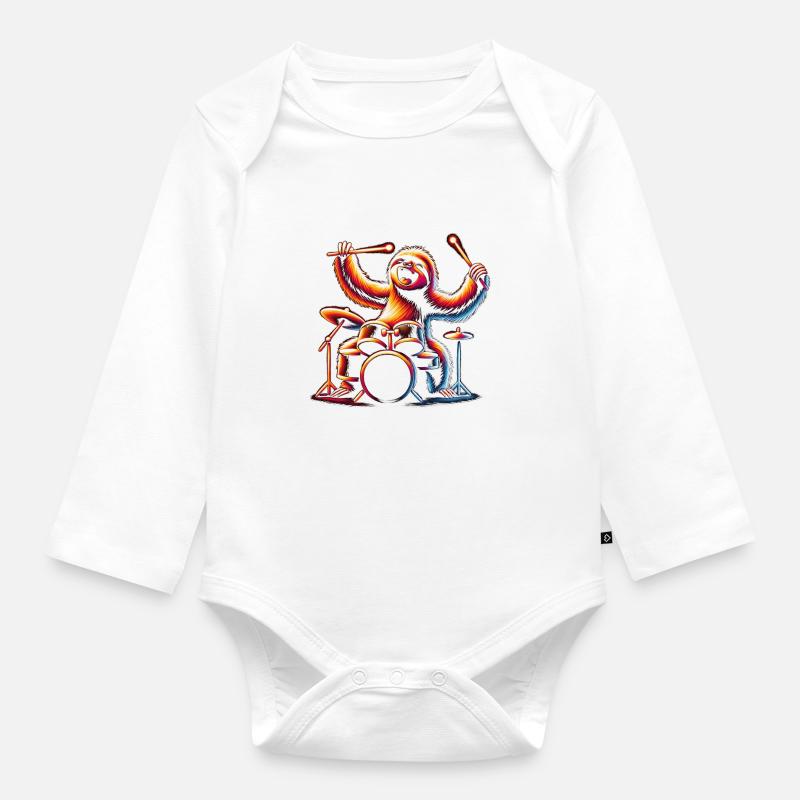 Percussion - Body Bébé bio manches longues - blanc