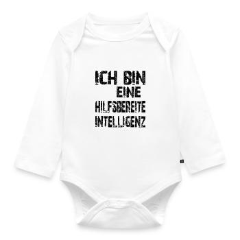 KI Spruch Ich bin eine hilfsbereite Intelligenz - Baby Bio-Langarm-Body - Weiß - Vorne