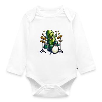 Funny Pimple Drummer Player Humorous - Organic Longsleeve Baby Bodysuit - white - Front