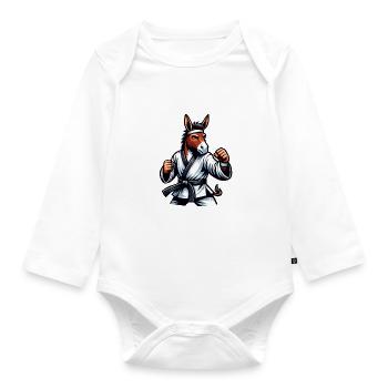Maître de karaté à âne Arts martiaux pour les amoureux des animaux - Body Bébé bio manches longues - blanc - Devant