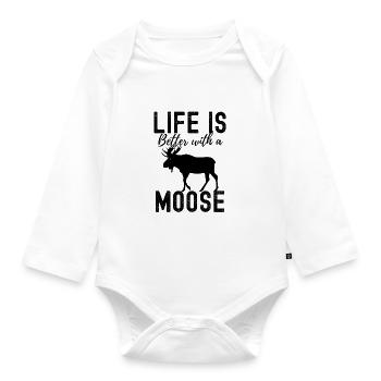 Elch - Baby Bio-Langarm-Body - Weiß - Vorne