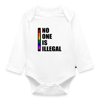 No one is illegal - Organic Longsleeve Baby Bodysuit - white - Front