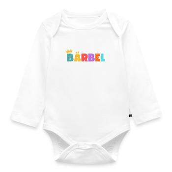 Bärbel! Customizable - Organic Longsleeve Baby Bodysuit - white - Front