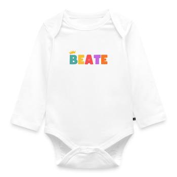 Beate! Personalisierbar - Baby Bio-Langarm-Body - Weiß - Vorne
