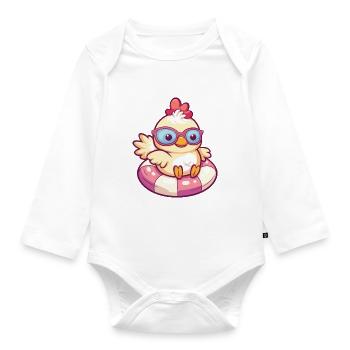 Chicken Summer Comic - Organic Longsleeve Baby Bodysuit - white - Front